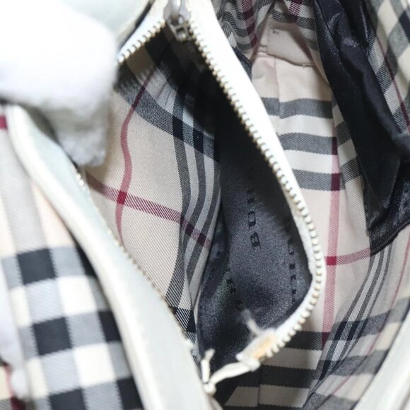 BURBERRY Shoulder Bag Leather White Auth